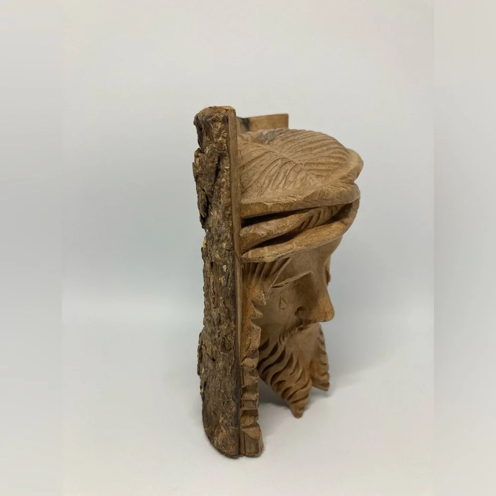 Vintage Weeping Jesus Wood Hand Carved Religious Folk Art - Picture 6 of 9